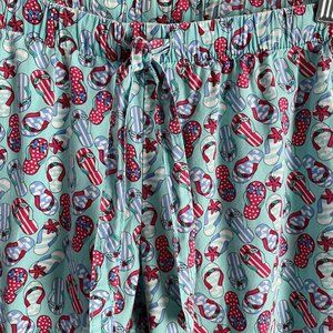 Vinyard Vines Beach Pajama Lounge Pants Size XS Blue Red Holiday Flip Flops PJ